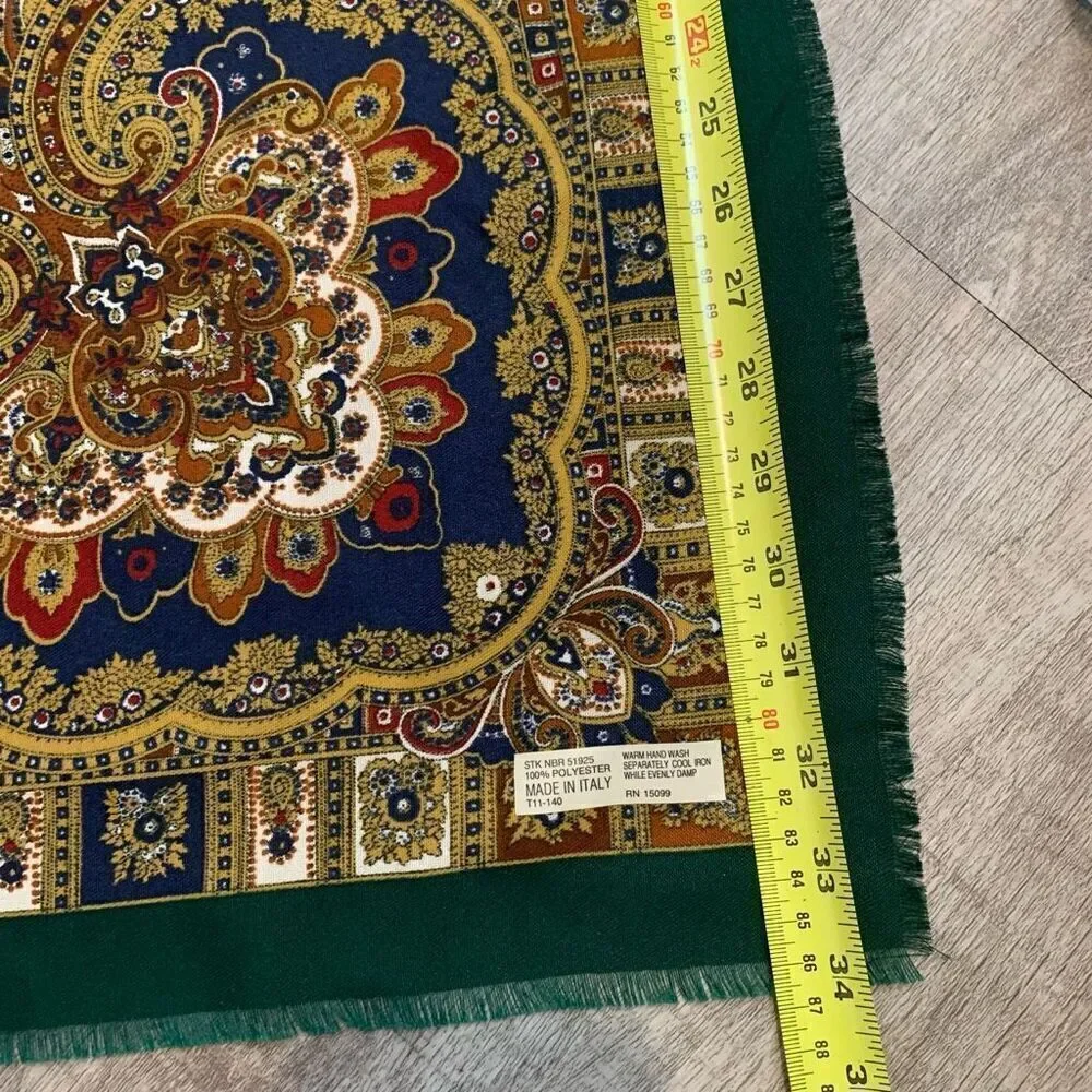 Vintage Green Wrap Scarf Paisley Floral Bright Colorful Tapestry